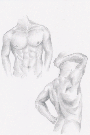 The male figure was captured using pencil allowing the form to be depicted through the different shades of value.