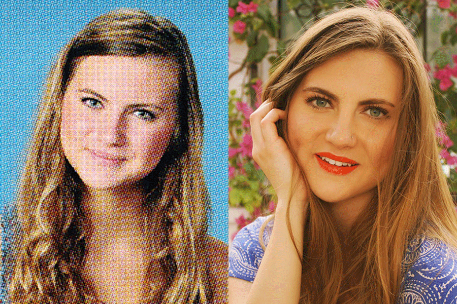 LEFT: 2012 graduate Olivia Cain's senior yearbook photo. RIGHT: 2012 graduate Olivia Cain works as an assistant producer for "NCIS: Los Angeles in California. "My ultimate goal from when I was in third grade was to move out to Los Angeles," Cain said. "So right after graduation I made that happen and found myself a career in production." Submitted photo