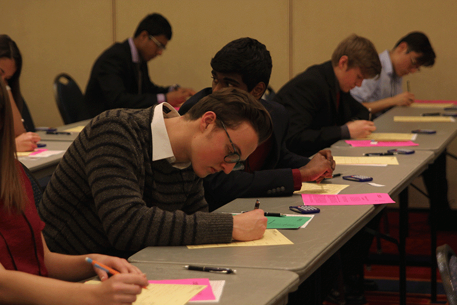 Junior Ethan Hansen, prepares for round one of the testing sessions.