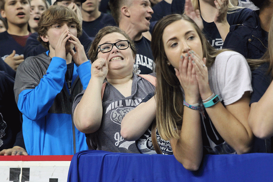 Senior Rachel Morgan waits anxiously for the last seconds of the game.