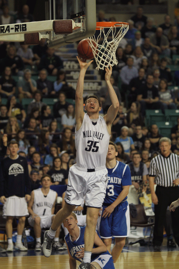 Senior Clayton Holmberg shoots a layup.