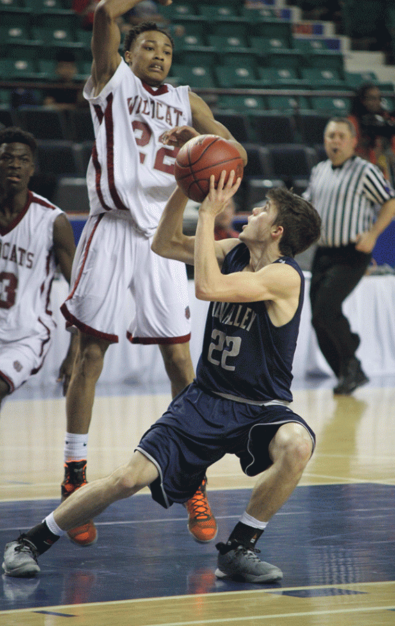 Senior Kasey Conklin waits for an open chance to shoot.