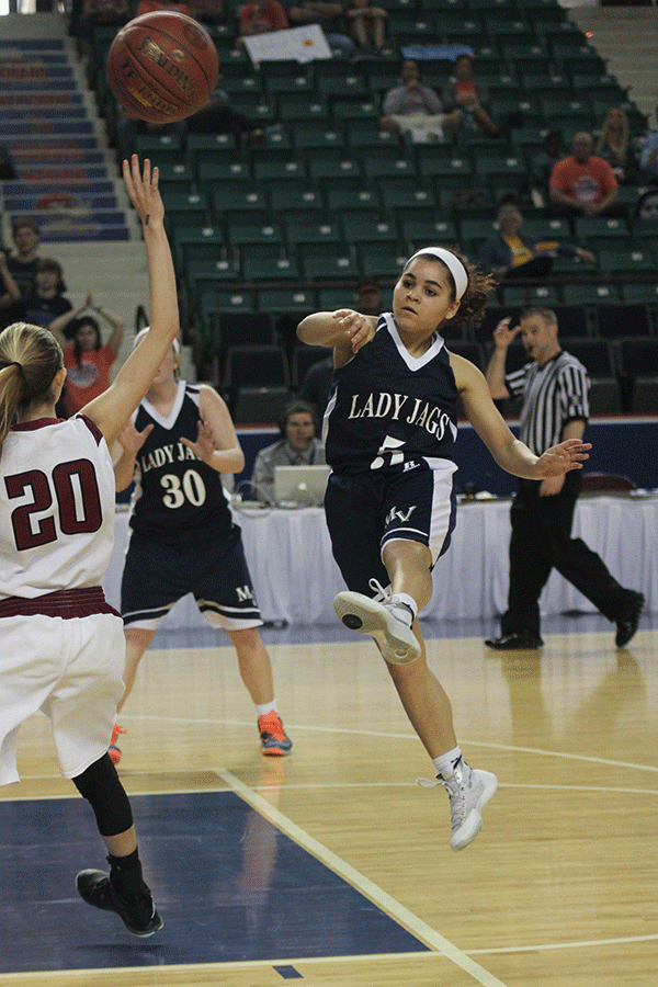 Freshman Presley Barton passes the ball to her teammate. 