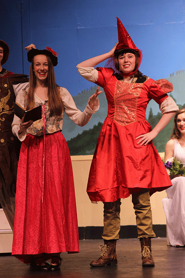 Senior Audrey Linsey plays Frances Flute posing as Thisby in a play for the king. 
