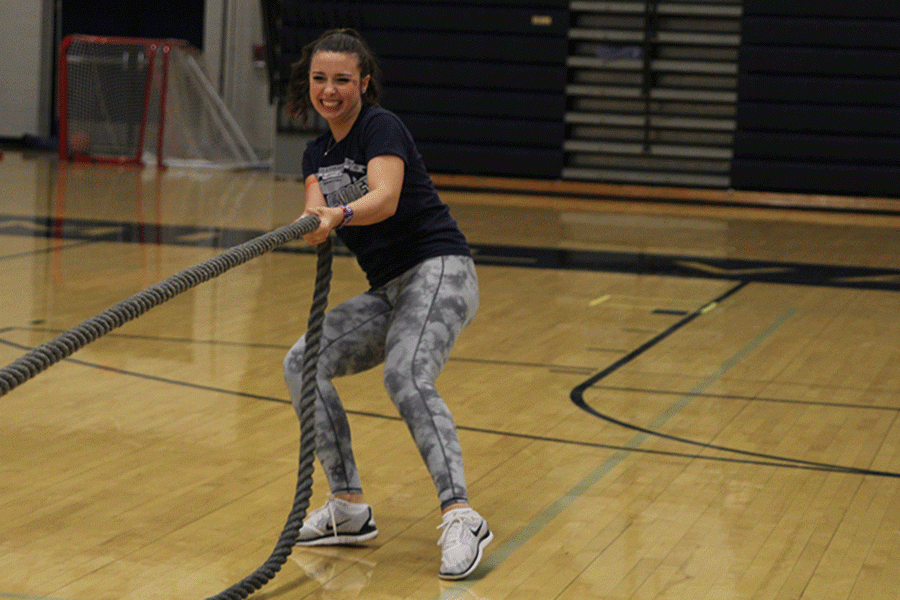 A game of tug-of-war to pass the time.