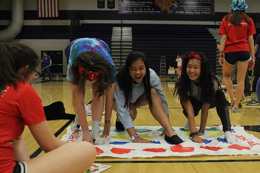 A game of Twister entertained students.