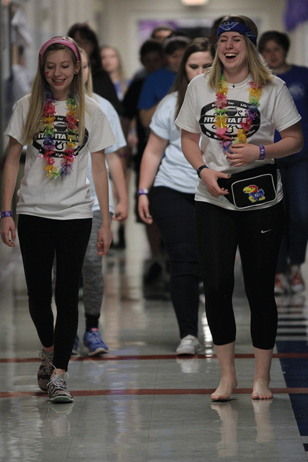 Participants walk during the Poker Relay.