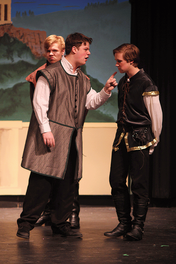 Yelling at Lysander for loving his daughter, senior Jack Booth plays the role of Egeus.