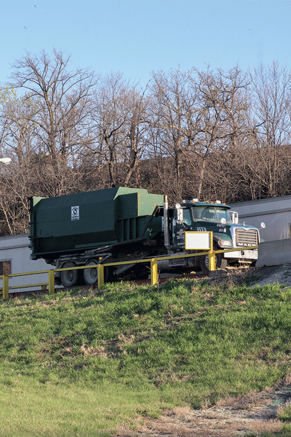 A Deffenbaugh Industries truck enters the Shawnee Landfill, located at Holiday Dr. and I-435, on Monday, April 4.