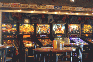 Pinball machines are an important part of the look inside Knub's Pub, adding a gentle nod to its sister restaurant, Pizza West.
