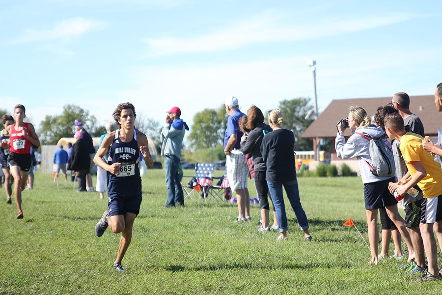 Junior Gavin Overbeck sets the pace in front of other competitors.