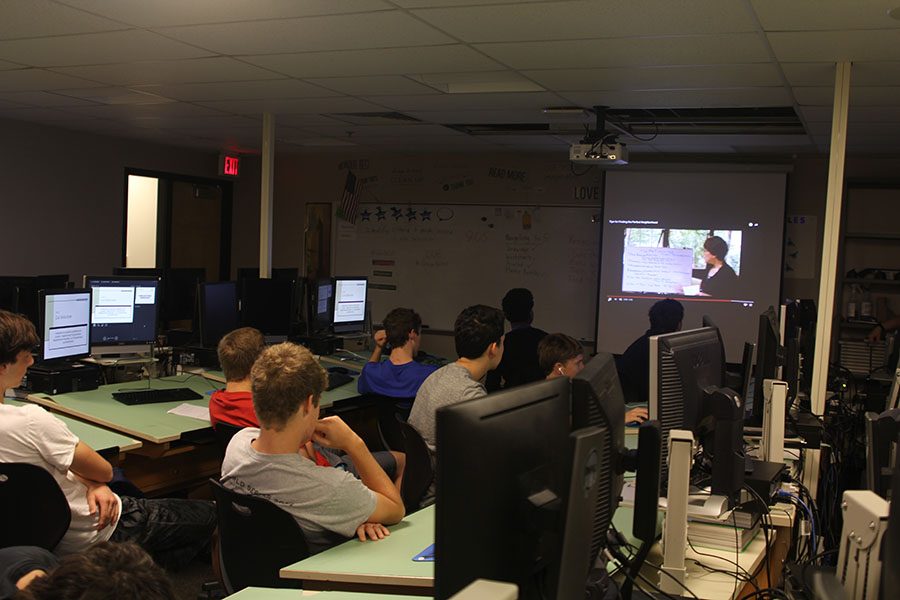 Helga Brown's Architecture class watches a video over a new concept on Wednesday, Sept. 14.