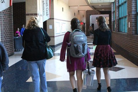 Debaters leave the holding area to compete in round 2 of the Blue Valley West meet on Friday, Oct. 7.