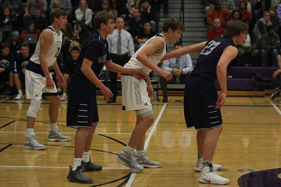 Guarding the BVNW player, senior Jack Cooper and junior Cooper Kaifes, work together.