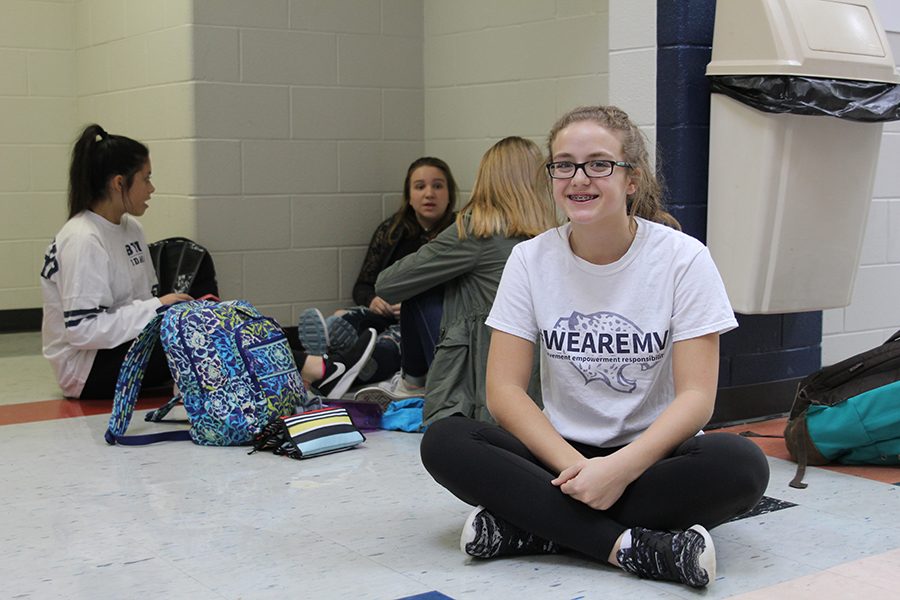 Freshman Whitney Van Dyke and friends frequent main hallway after school