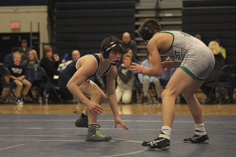 Junior Bryson Markovich gets ready to approach his opponent.