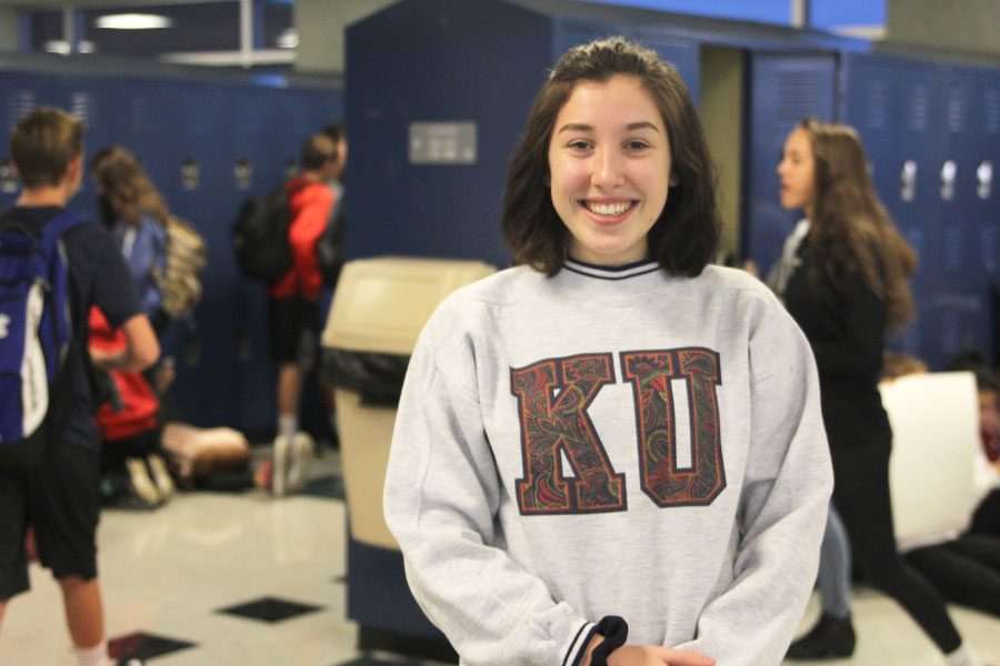 Freshman Analiese Wilhauk enjoys the Upper B locker banks