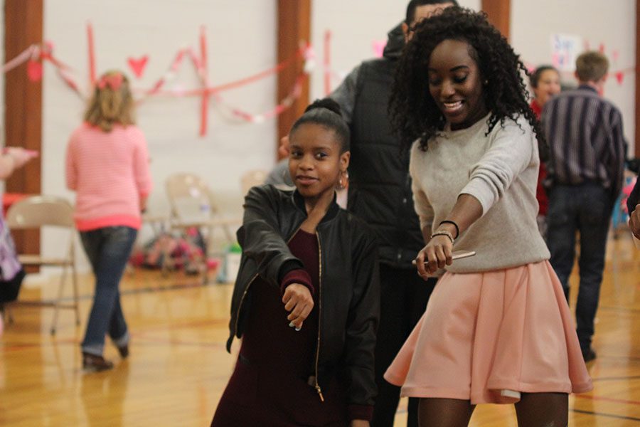 During the song “Watch Me” by Silentó, senior Charity Calhoun whips with senior Nicole Lozenja.
