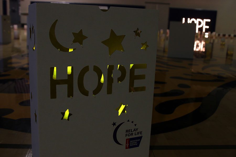 Affirmative words decorate the Luminaria ceremony to support survivors. 