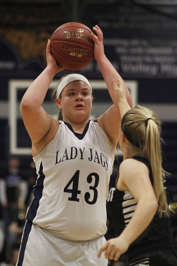 Senior Ashlyn Hendrix looks for a teammate to pass the ball to.