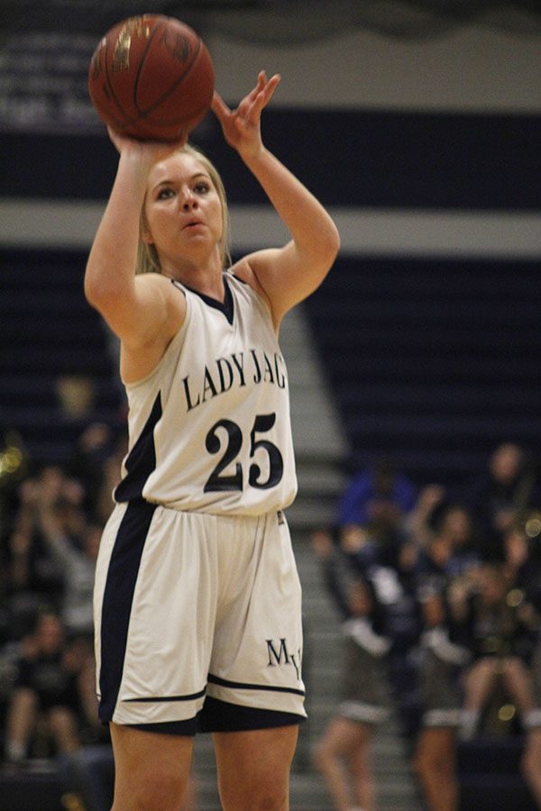 During the second quarter, sophomore Payton Shurley shoots a free throw.