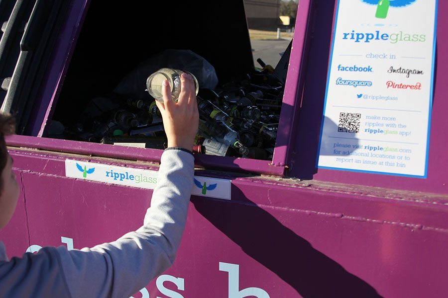 As a result of most waste management services in the area not accepting glass, there is a Ripple Glass recycling bin in the Price Chopper parking lot to make recycling glass more efficient. 
