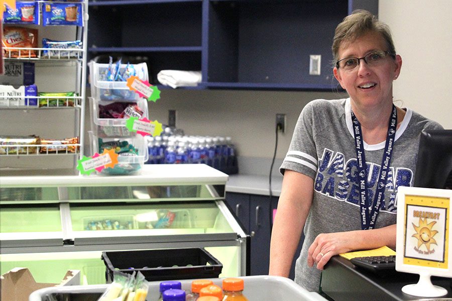 Student nutrition assistant Pam King serves as a friendly face for students that rely on the Snack Shack for daily refreshments at breakfast and lunch.