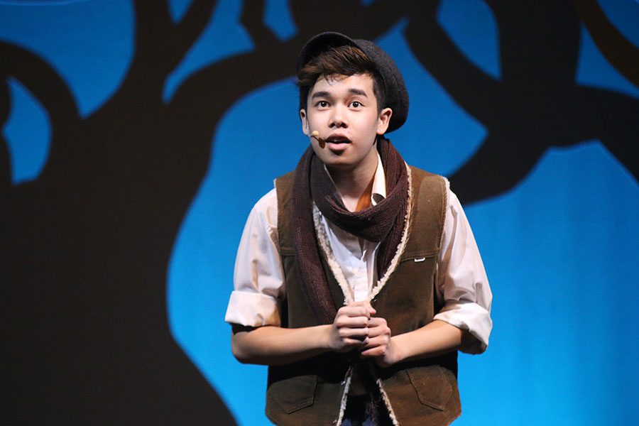 During "Giants in the Sky," Jack, played by junior Simon Vongxay, looks out at the beanstalk.