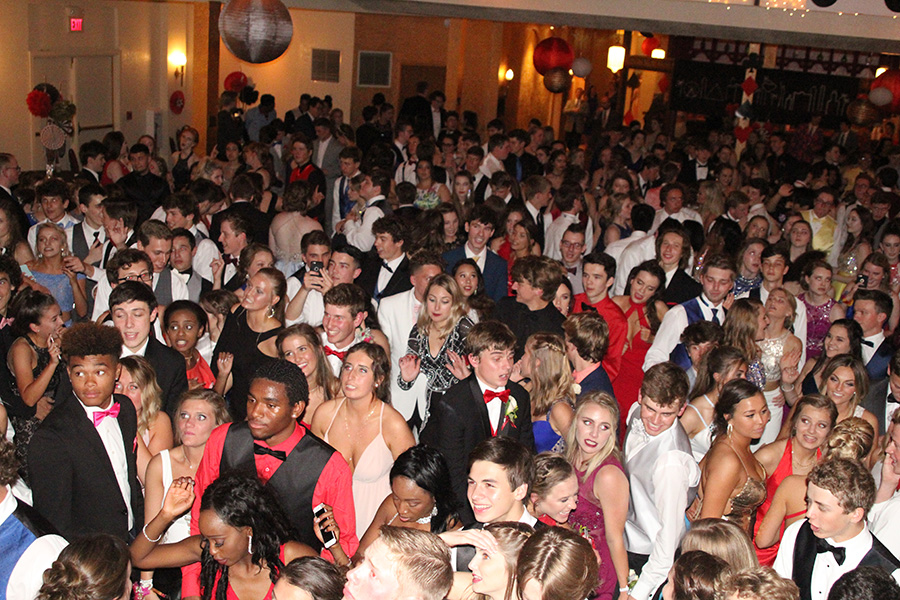 Students dance at Prom at the Madrid Theatre on Saturday, April 29.