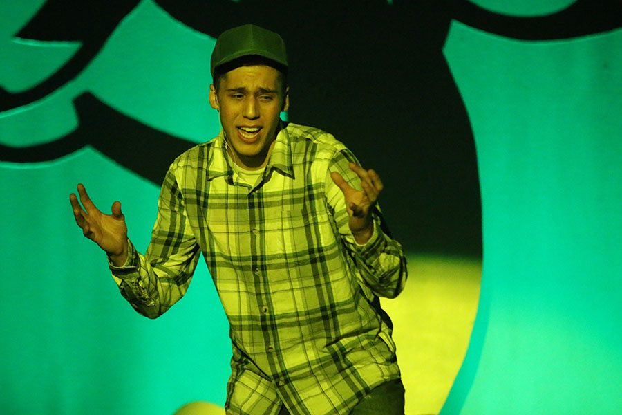 "Nerd," played by senior Jazz Loffredo, talks about germs.
