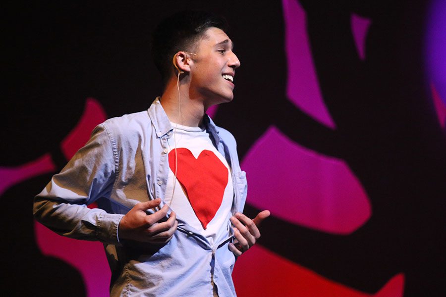 Nate, played by senior Jazz Loffredo, shows his love for Mia, played by senior Dana Schath.