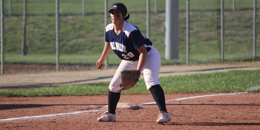 Freshman Jessica Garcia gets ready to field the ball. 