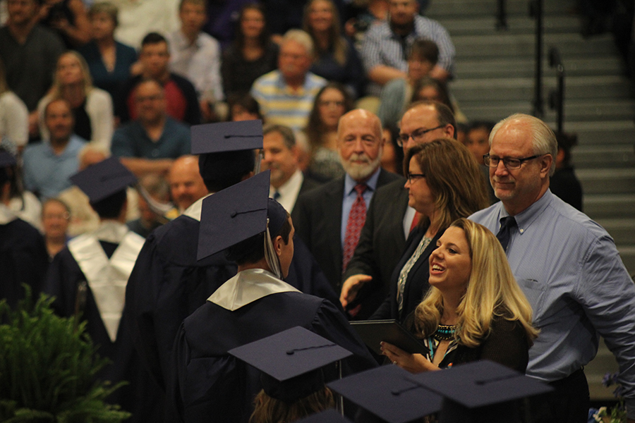 Senior Ty Miller receives his diploma. 