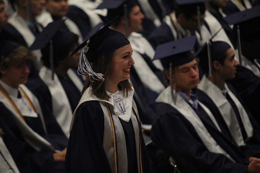 Senior Julia Kemp makes her way to the stage. 