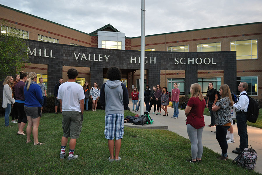 Before+school+on+the+morning+of+Wednesday+Sept.+27%2C+students+and+teachers+gathered+around+the+flag+to+celebrate+pray+during+the+annual+See+You+at+the+Pole+event.