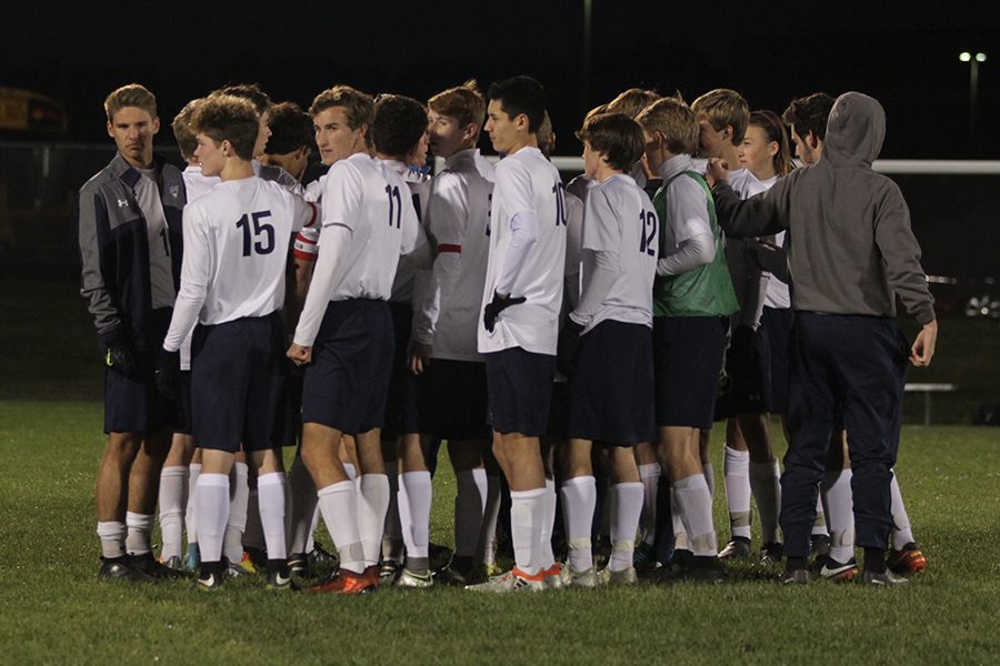 Jags rally together after a 12-1 win over Highland Park in their first playoff game on Tuesday,  Oct. 24.