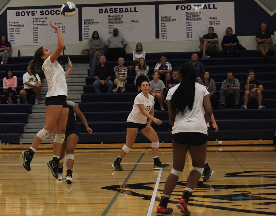 Senior Allie Harvey spikes the ball.