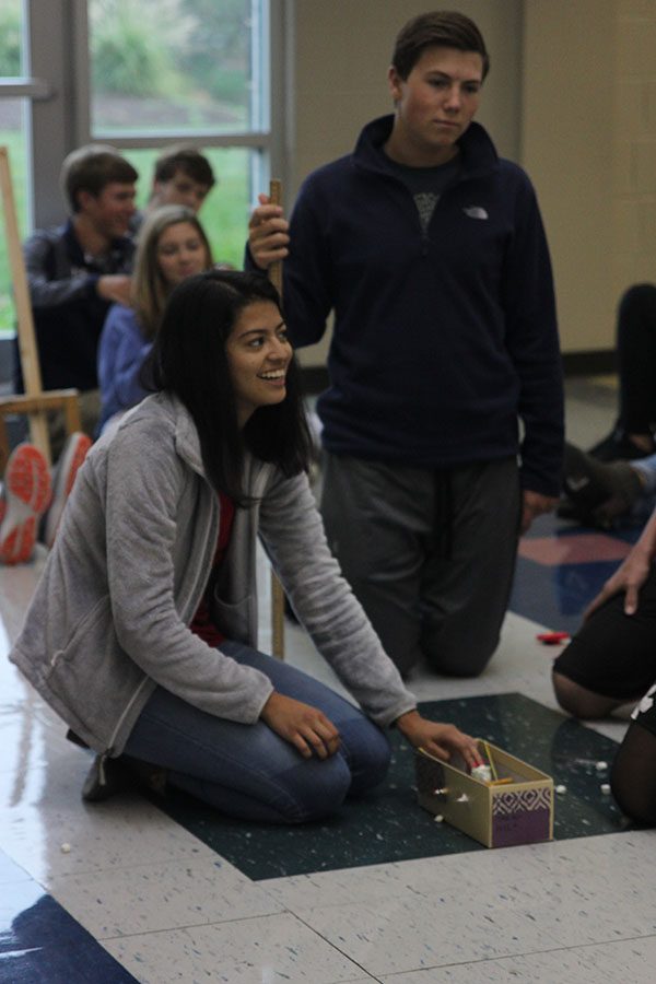 Having just launched her marshmallow, junior Darlene Yanez smiles.