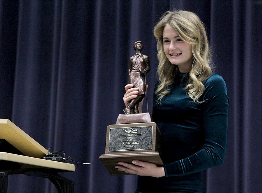 Chosen for her excellence in academics, athletic feats and community service, senior Bella Hadden is this years Kenneth Smith Award recipient.