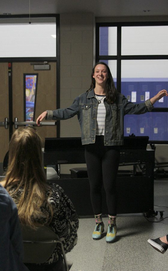 As the song Despacito plays, senior Alison Booth tap dances. 