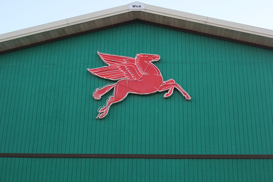 The barn at Twin Mill Farm has a light up pegasus on the front of it. 