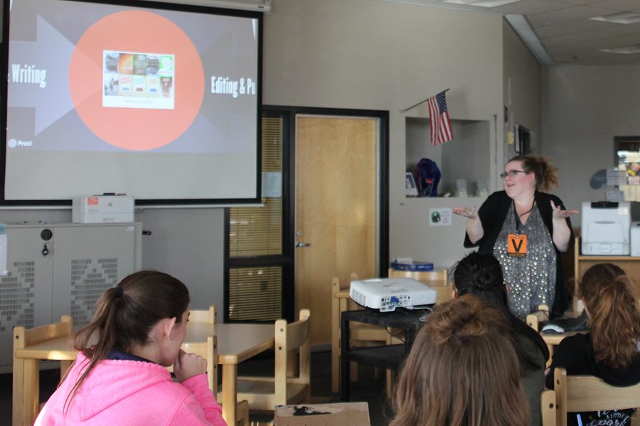 Author Beth Revis gives a presentation on the process of becoming an author.