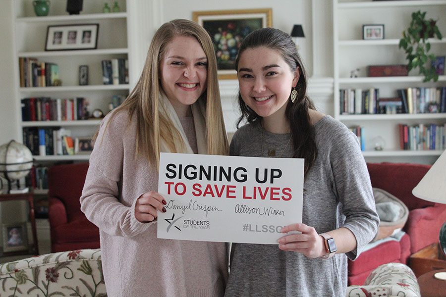 Nominated by Emily Dumler, seniors Dani Crispin and Allison Winker participate in a seven-week fundraising competition for the Leukemia and Lymphoma Society.