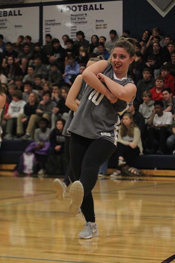 Senior Emma Barge dances during the Silver Stars routine.