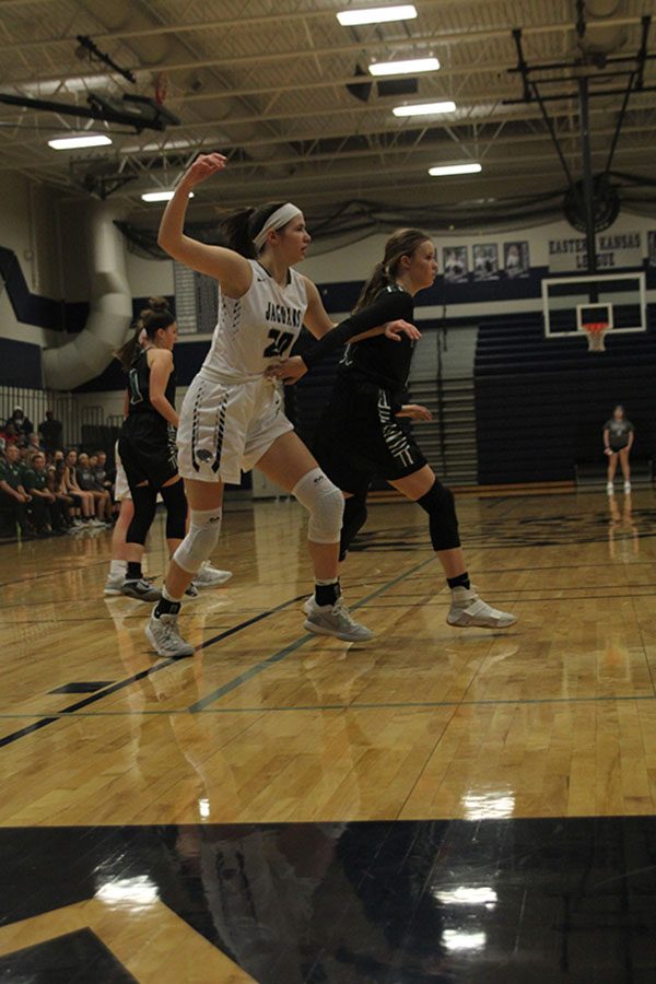 Junior Trinity Knapp defends a BVSouthwest opponent.