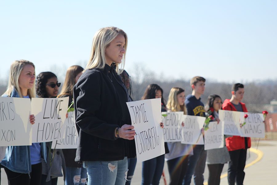 Junior Bella Line takes a moment of silence for victim of Florida shooting.