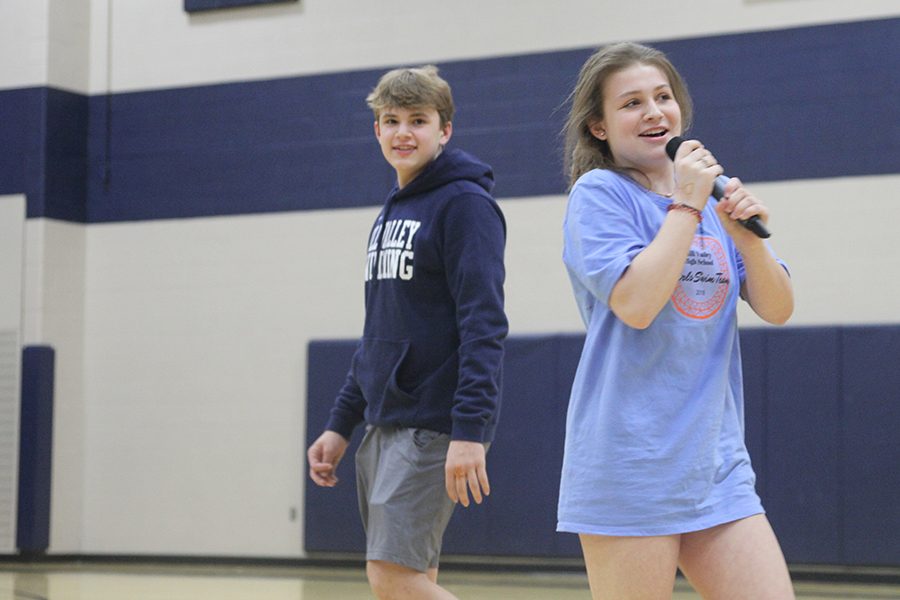 Freshman Grace Moser performs at open mic.