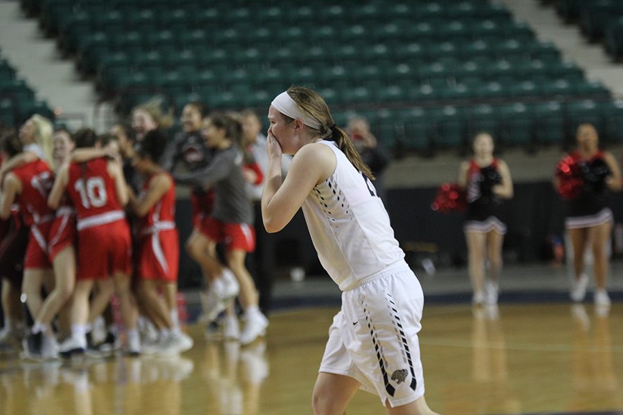 After the game ended, junior Claire Kaifes becomes emotional.
