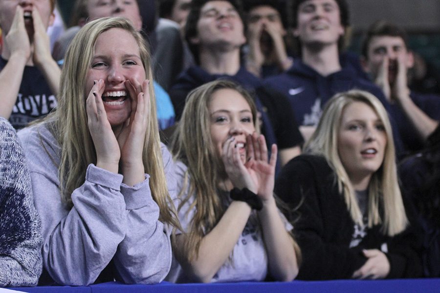 Trying to distract the Goddard offense, senior Izzy Hellon yells. 
