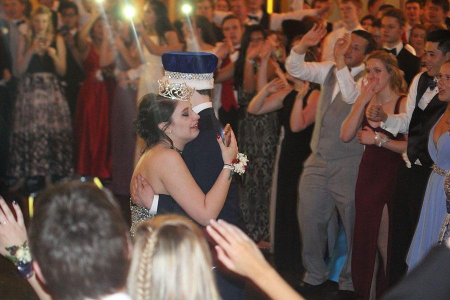Senior Emily Wagner, who was elected prom queen, dances with senior Jacob Tomandl, who was elected prom king, on Saturday, April 14.
